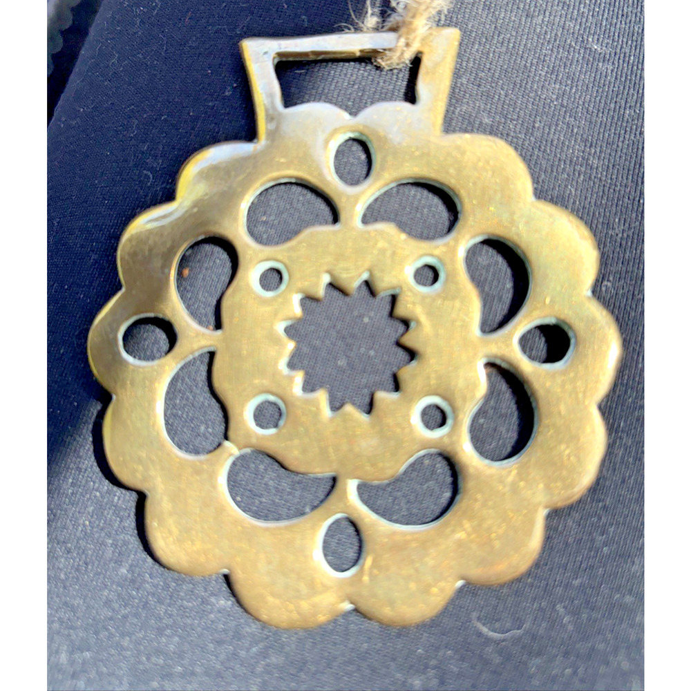 GEOMETRIC brass horse award trophy medal equestrian tack jewelry
